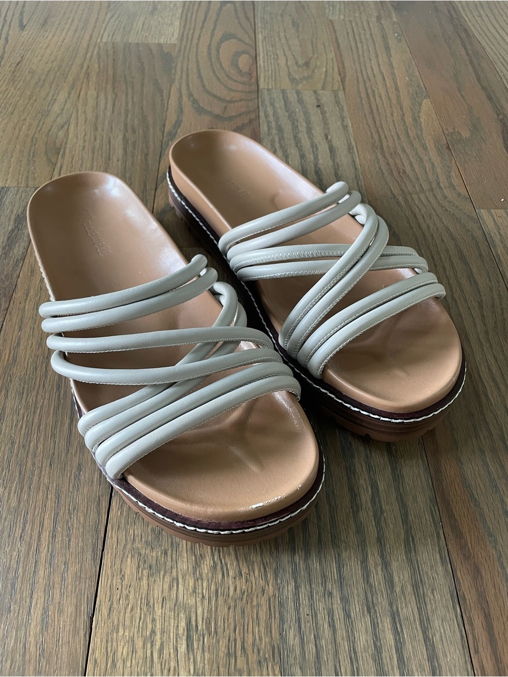 Madewell Ivory Multi-Strap Platform Slide Sandals